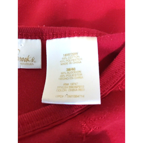 Bobby Brooks Women's T Shirt Red Short Sleeve Size 18/20 38/ 40 Textured - Picture 8 of 9